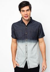 Dip dye short sleeve denim shirt