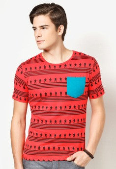 Round Neck Tee With Aztec Panel