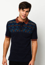 Polo Tee With Yoke Print