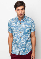 Short Sleeve Shirt With Palm Tree Print