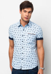 Short Sleeve Shirt With All Over Sparrow Print