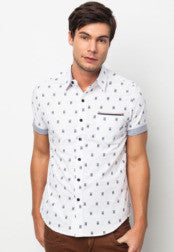 Short Sleeve Shirt With All Over Owl Print