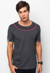 Embroidery Tee With Roll Up Sleeves