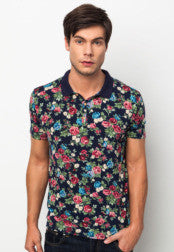 Polo Tee With Overall Floral Print