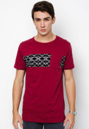 Pocket Tee With Aztec Print Panel