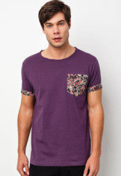 Round Neck Tee With Paisley Print pocket