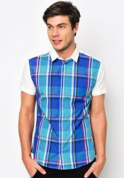 Front Large Plaid Short Sleeve Shirt