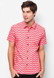 Zig Zag Print Short Sleeves Shirt