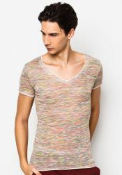 V Neck Color Melange Tee