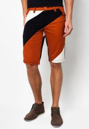 Knife Cut Color Blocking Shorts