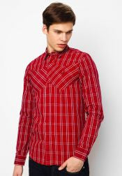 Contrast Plaid Print Long Sleeves Shirt