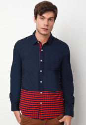 Stripe Panel Long Sleeves Shirt