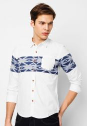 Printed Panel Long Sleeves Shirt