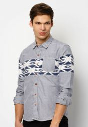 Printed Panel Long Sleeves Shirt