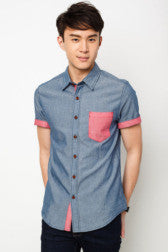 Short Sleeve Oxford Shirt With Contrast Pocket