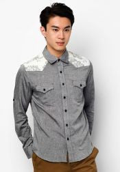 Long Sleeve Oxford Shirt With Shoulder Patches