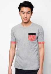 Round Neck Tee with Checks pocket