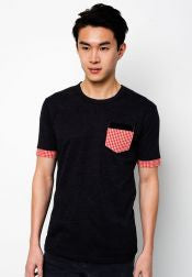 Round Neck Tee with Checks pocket