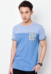 Cut& Sew Tee With Contrast Check Pocket