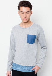 Long Sleeve tee with Cut&Sew Panel