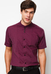 Plain Collar Short Sleeve Shirt