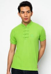 Polo Tee With Mandarin Collar And Chinese Buttons