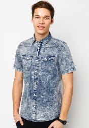 Denim Pocket Short Sleeves Shirt