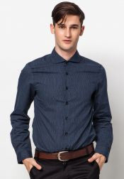 Slim Fit Pin Stripe Long Sleeves Shirt