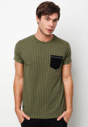 Contrast Pocket Full Printed T-Shirt