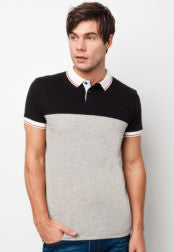 Cut and Sew Contrast Top Polo T-Shirt