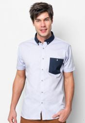 Light Purple Short Sleeve Contrast Pocket Shirt