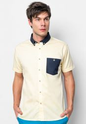 Yellow Short Sleeve Contrast Pocket Shirt